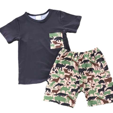 Children's Animal Print Short Sleeve Set