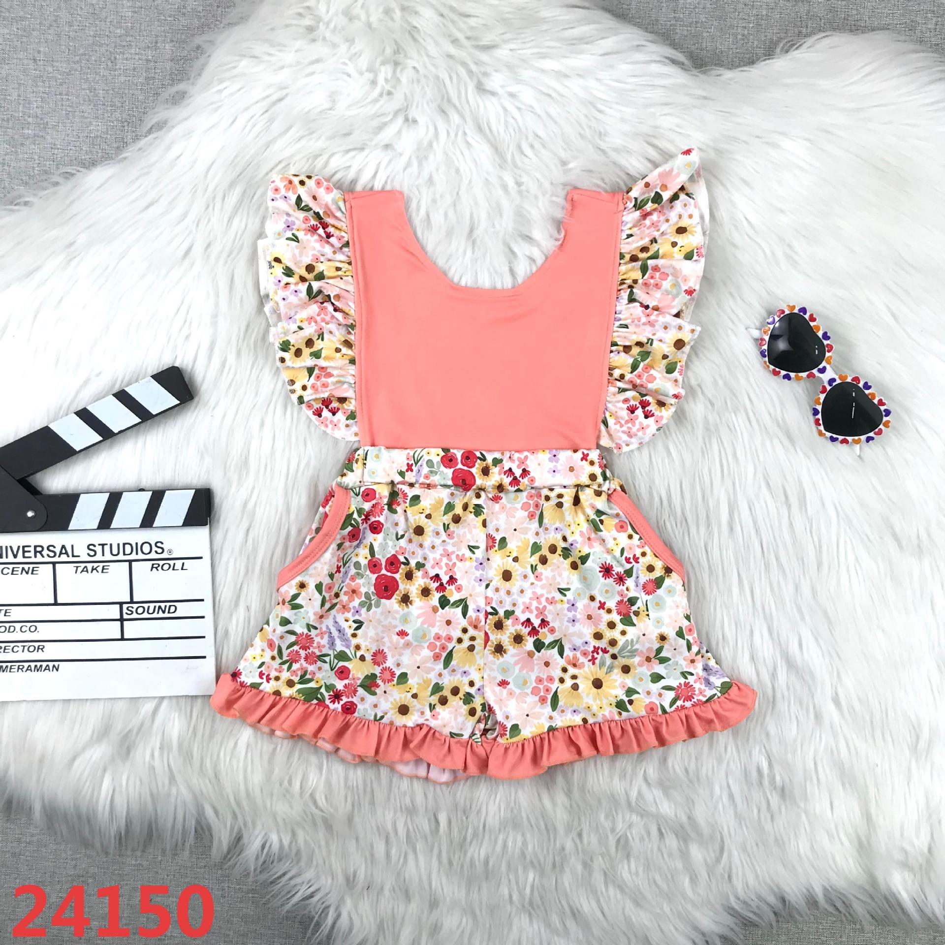 Girls' Floral Ruffle Sleeve Romper