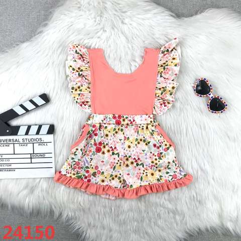 Girls' Floral Ruffle Sleeve Romper