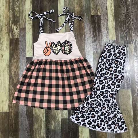 Girls' Printed Top and Flare Pants Set