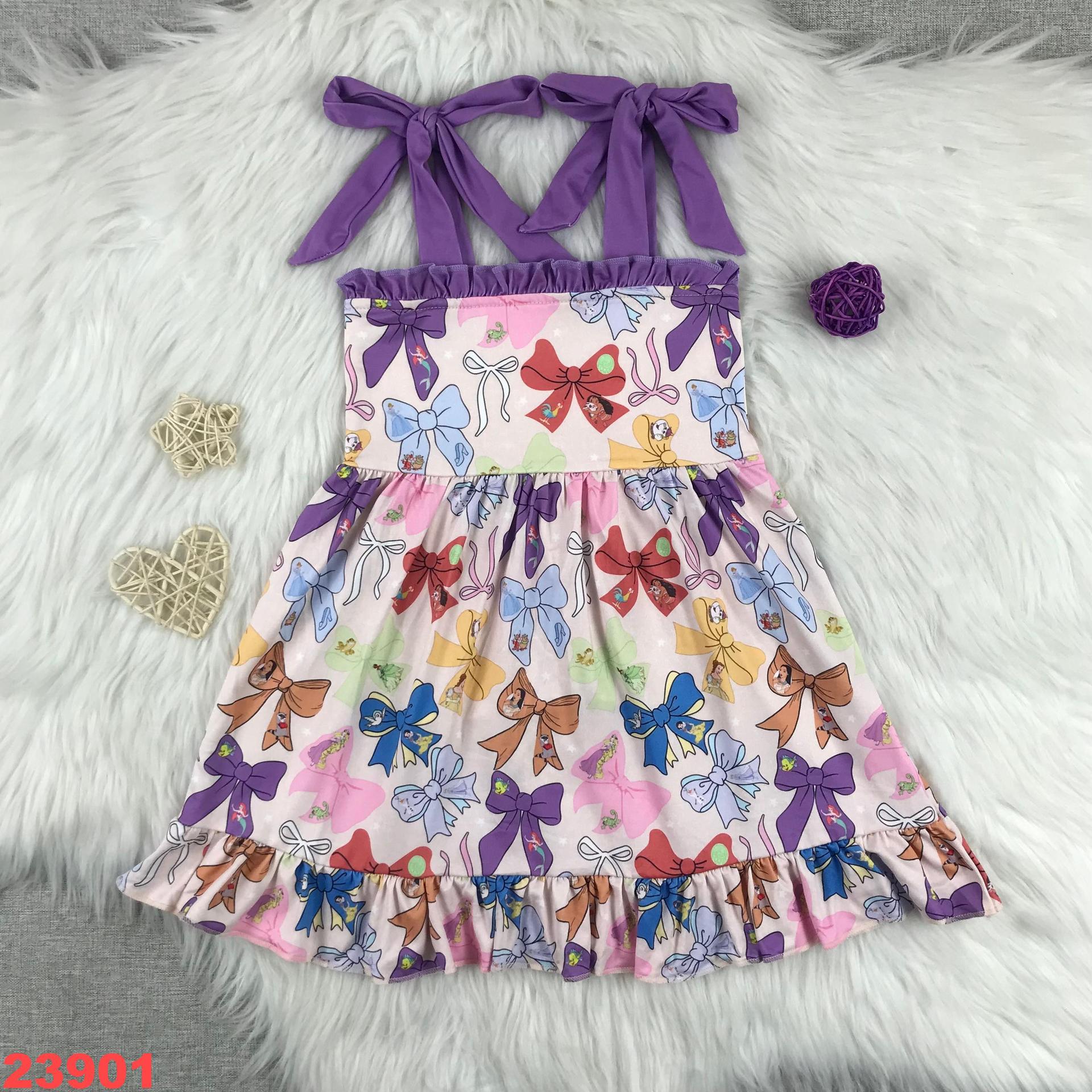 Girls' Bow-Print Halter Dress