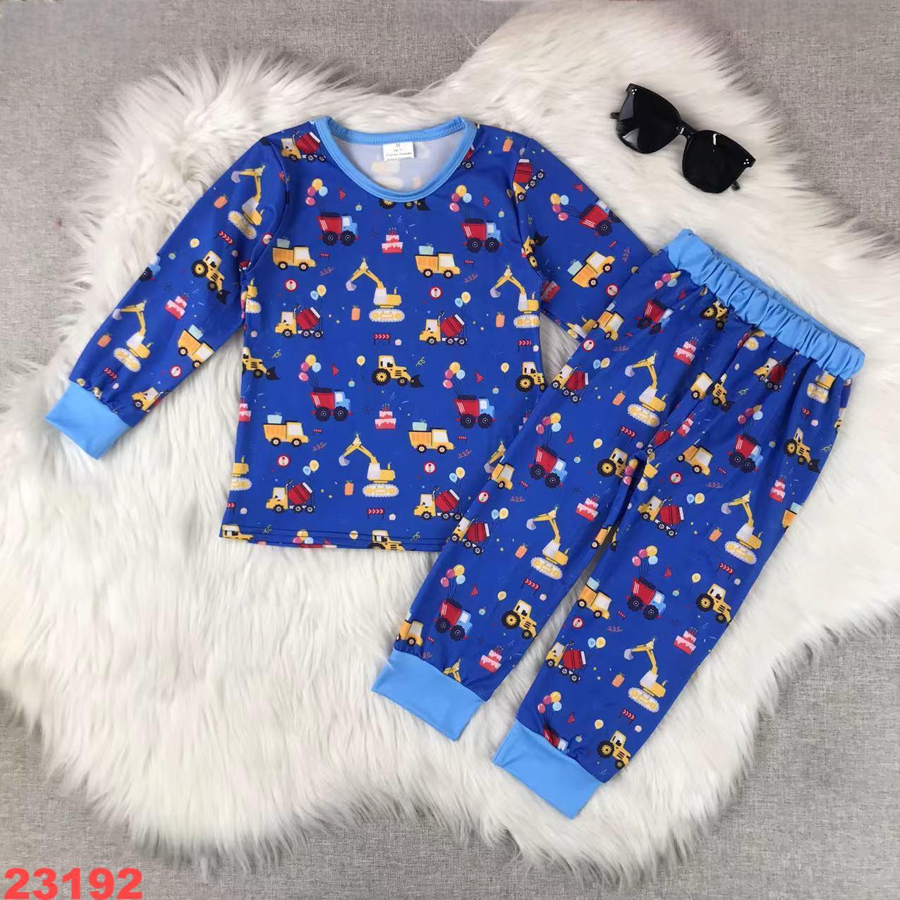 Children's Construction Print Long Sleeve Outfit
