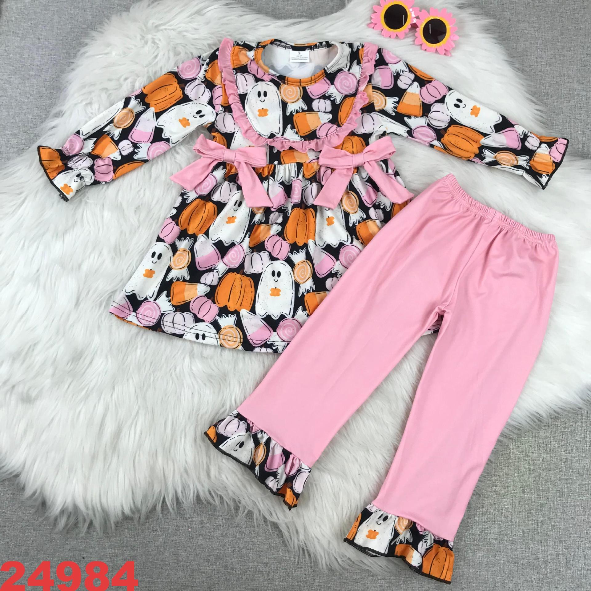 Halloween Themed Long Sleeve Outfit with Pink Pants
