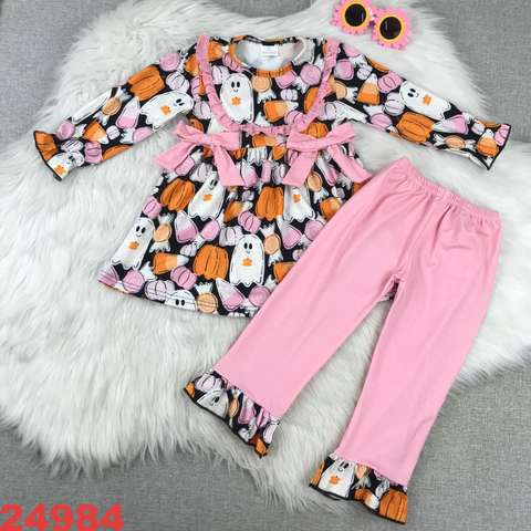 Halloween Themed Long Sleeve Outfit with Pink Pants