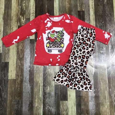 Children's Long Sleeve Leopard Printed Holiday Outfit