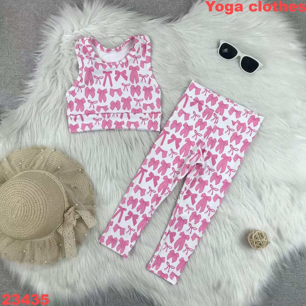 Pink Bow Print Sleeveless Top and Legging Set