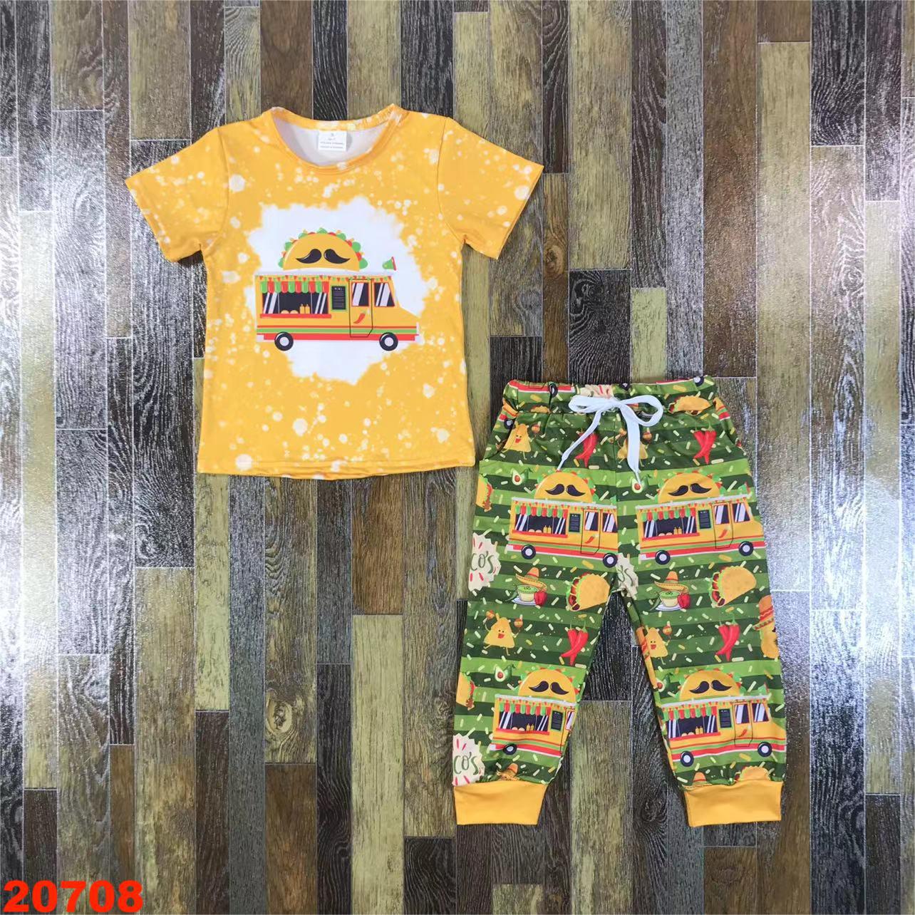 Children's Taco Truck Printed Short Sleeve and Pants Set