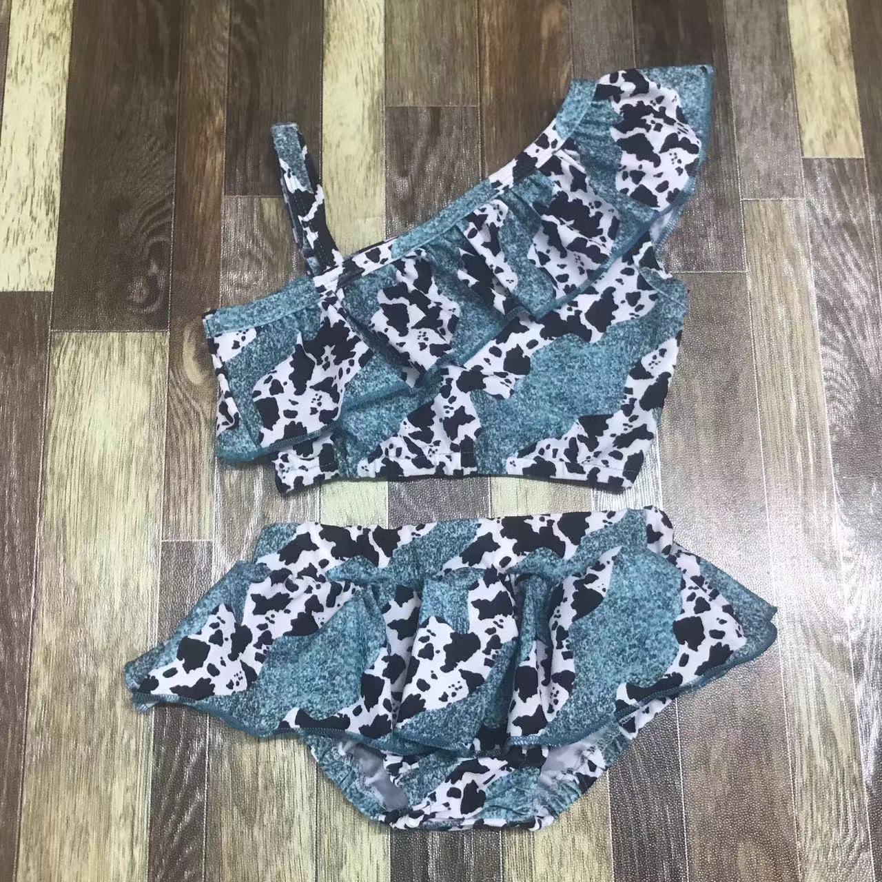 Kid's Cow Print Sleeveless Two-Piece Set