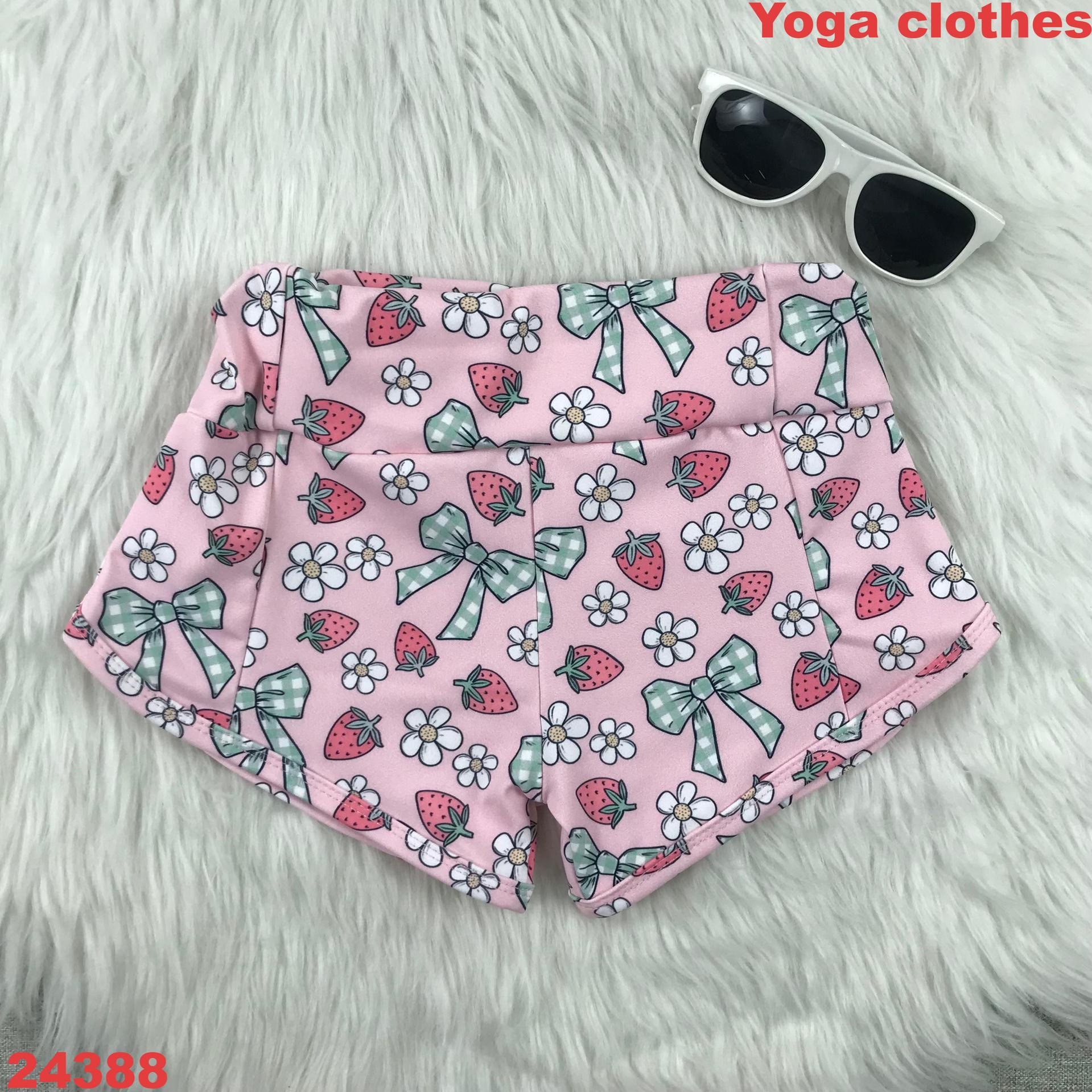 Strawberry Print Kids' Yoga Shorts