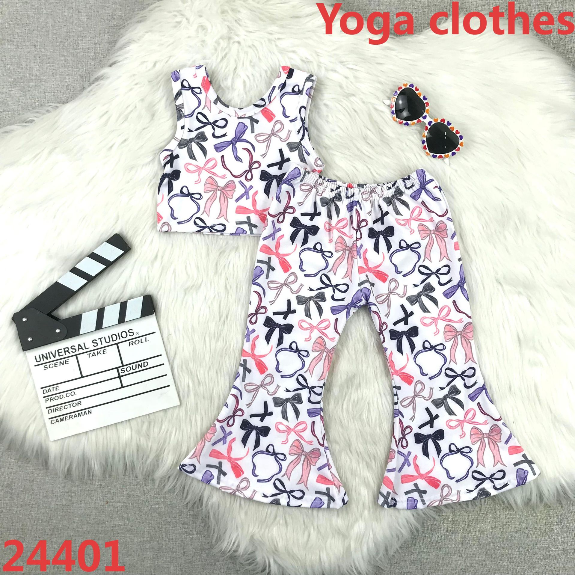 Children's Bow Patterned Yoga Outfit
