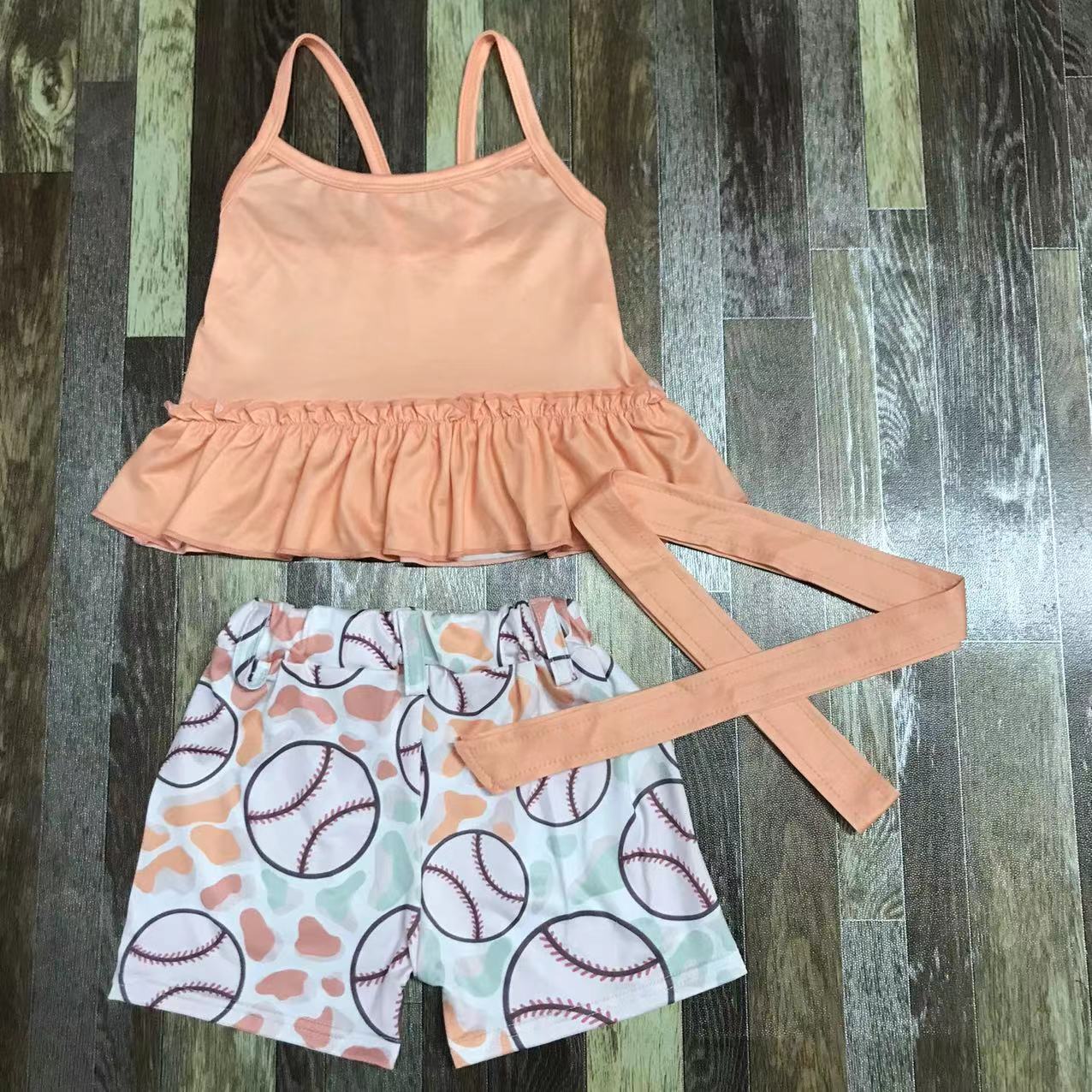 Baseball Print Sleeveless Two-Piece Set