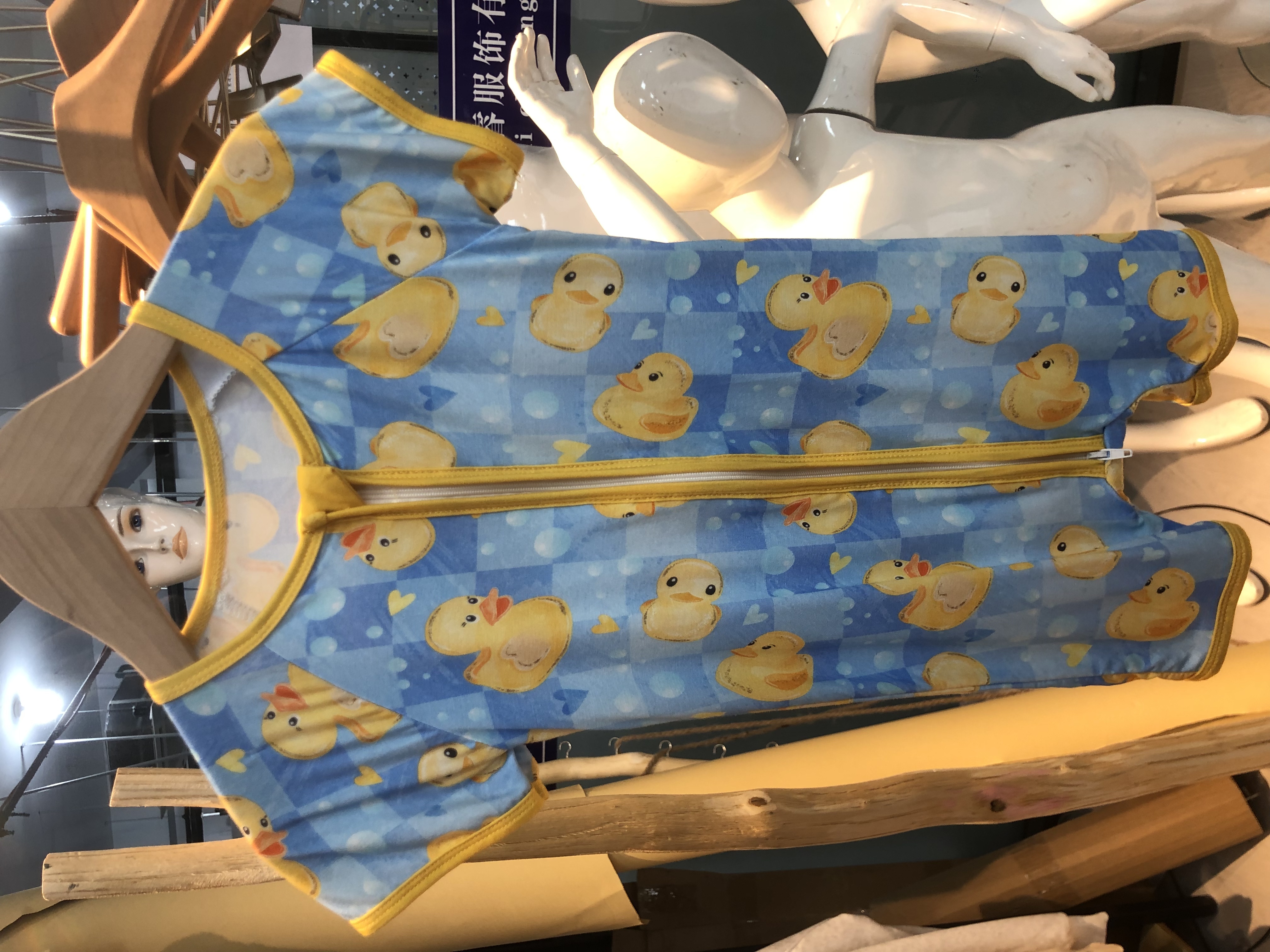 Children's Duck-Print Short Sleeve Romper