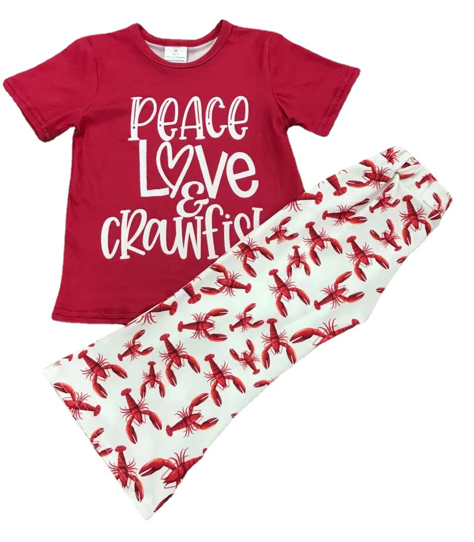 Peace Love & Crawfish Short Sleeve Children's Outfit