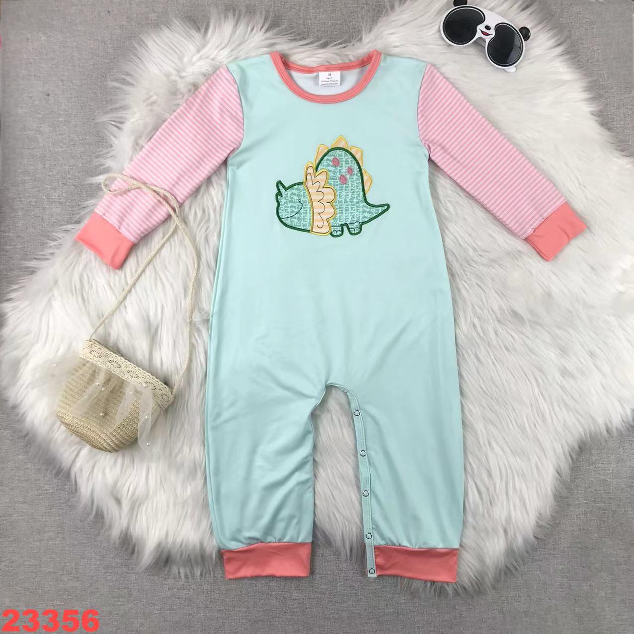 Dinosaur-Print Long Sleeve Romper for Kids