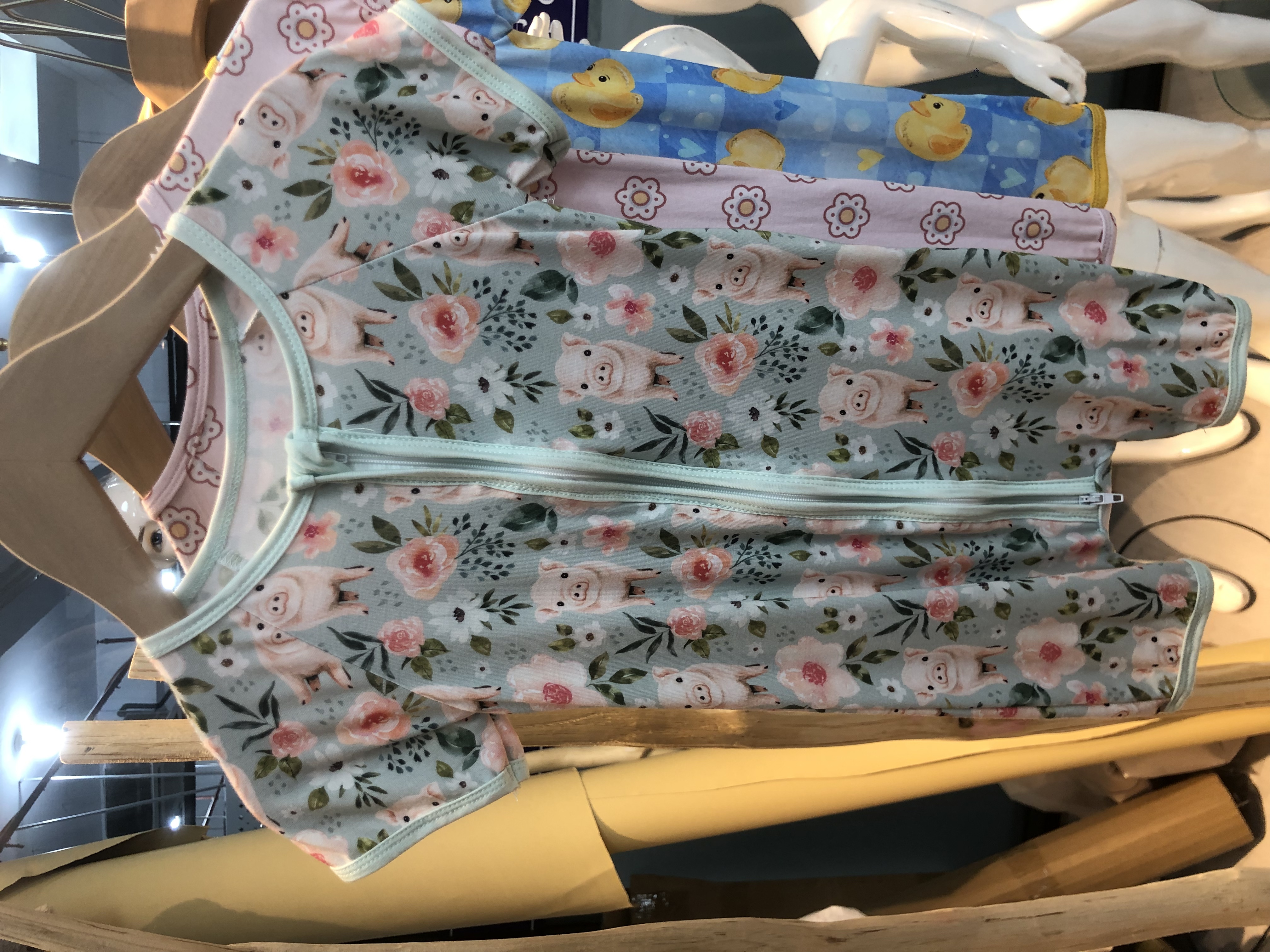 Floral Pig Print Short Sleeve Romper