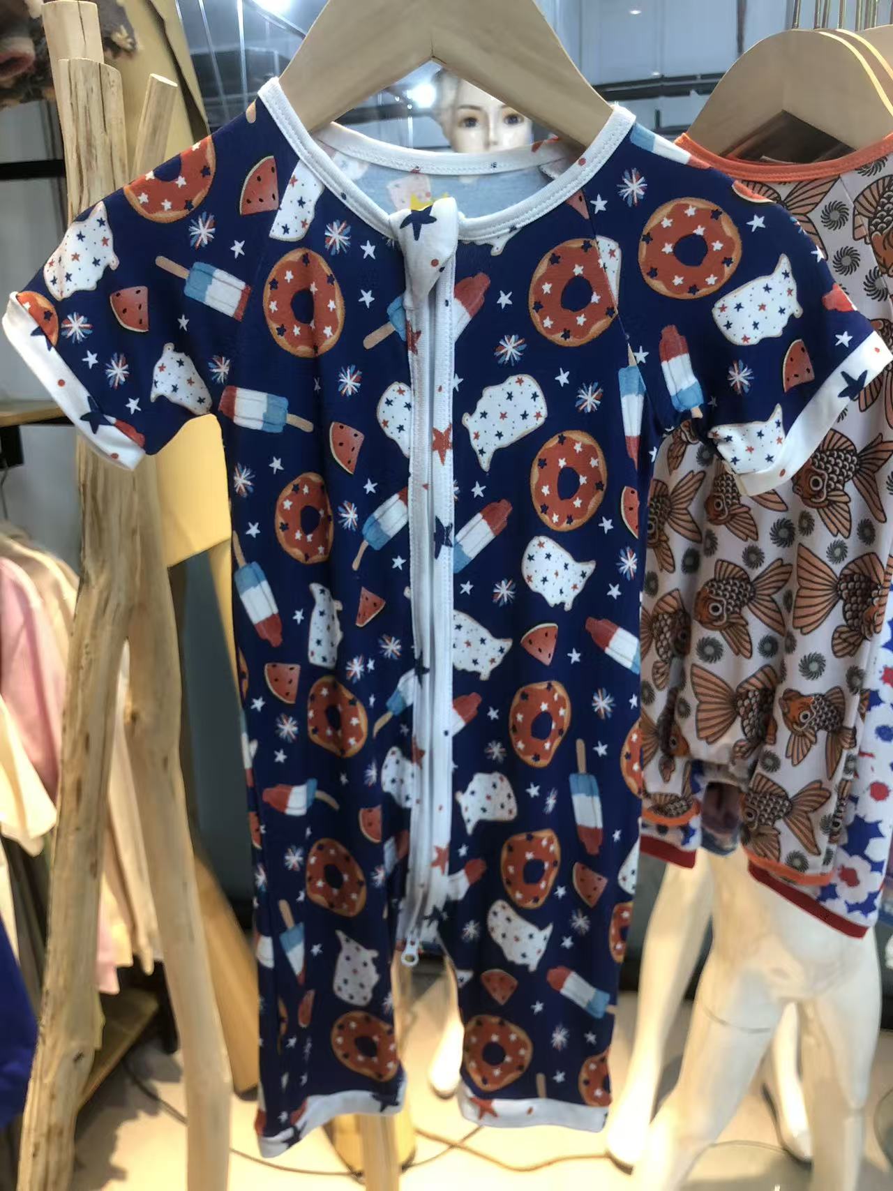 Children's Short Sleeve Zipper Onesie